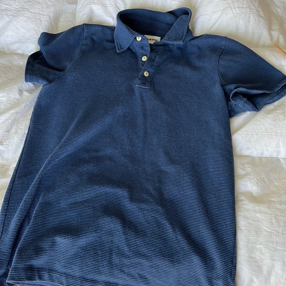 Taylor Stitch | Heavy Bag Polo in Navy Stripe - Small (38)